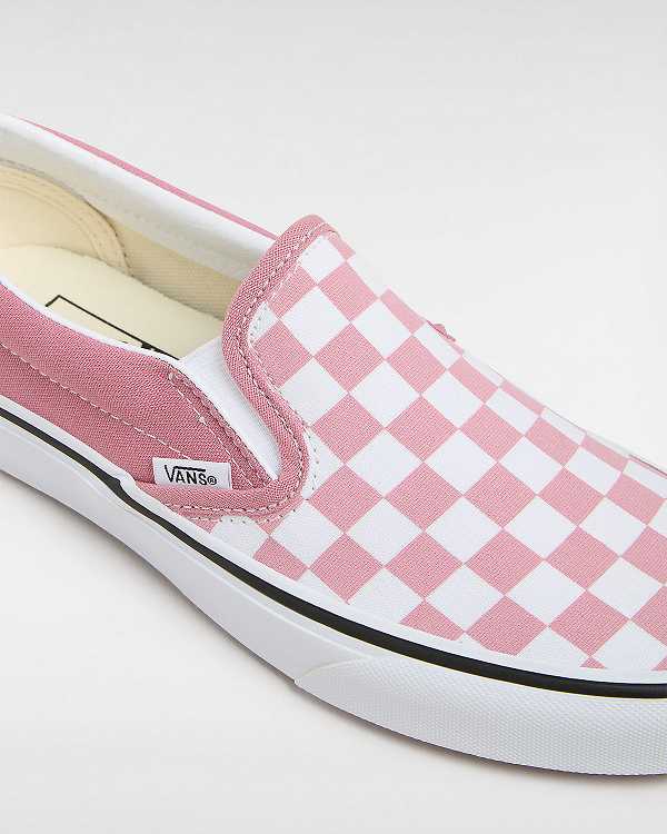 Pink Vans Classic Checkerboard Women Slip On Shoes | VN4025697