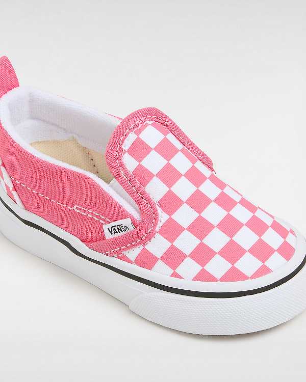 Pink Vans Hook and Loop Checkerboard (1-4 Years) Kids' Slip On Shoes | VN1463208