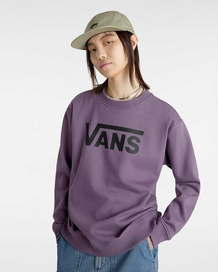 Purple Vans Classic V Boyfriend Fit Crew Women Sweatshirt | VN5021348