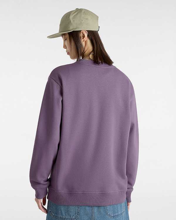 Purple Vans Classic V Boyfriend Fit Crew Women Sweatshirt | VN5021348