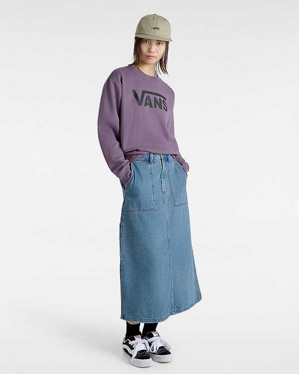 Purple Vans Classic V Boyfriend Fit Crew Women Sweatshirt | VN5021348