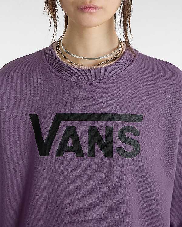 Purple Vans Classic V Boyfriend Fit Crew Women Sweatshirt | VN5021348