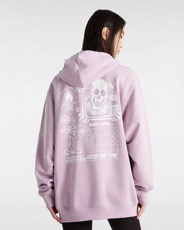 Purple Vans Crazy Eddy 66 Loose Women Hoodie | VN3498075