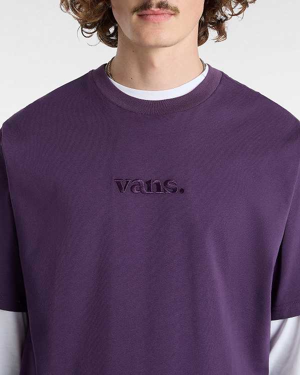 Purple Vans Essential Loose Men T Shirts | VN0492157