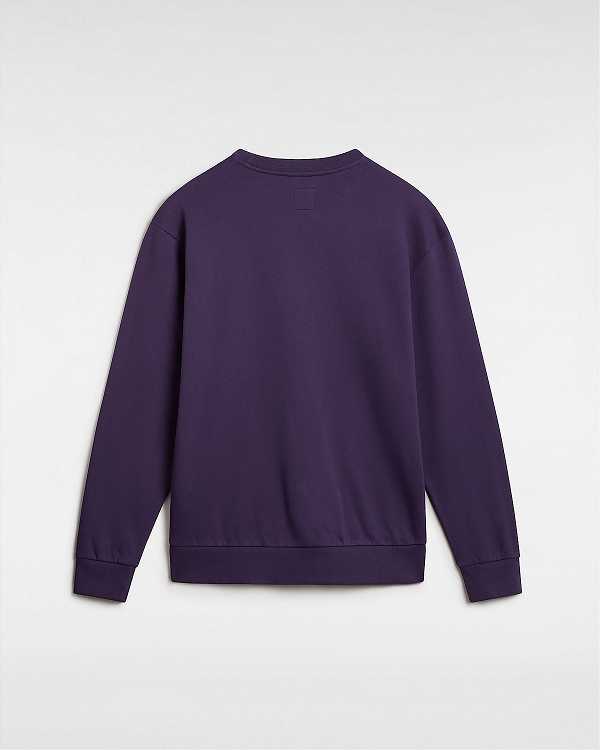 Purple Vans Essential Relaxed Crew Men Sweatshirt | VN5834296