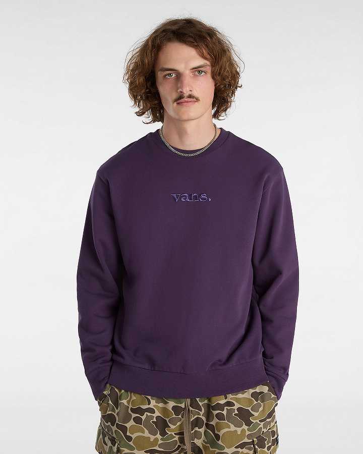 Purple Vans Essential Relaxed Crew Men Sweatshirt | VN5834296