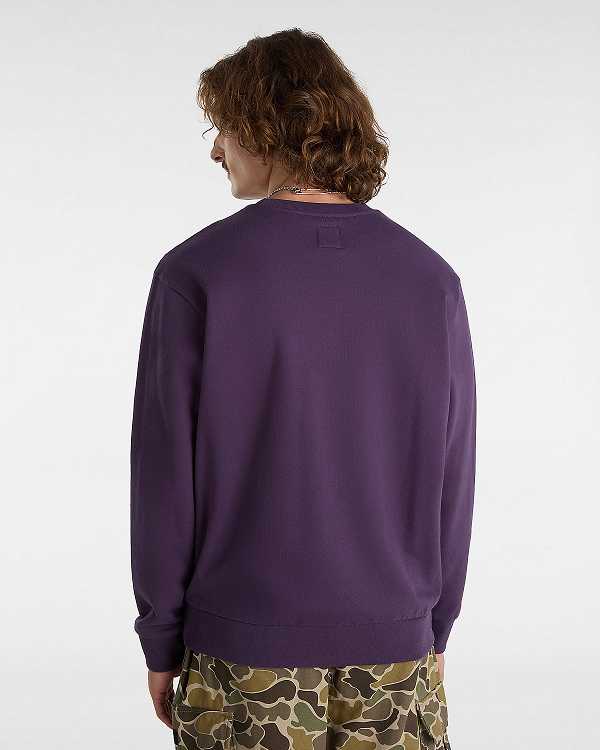 Purple Vans Essential Relaxed Crew Men Sweatshirt | VN5834296