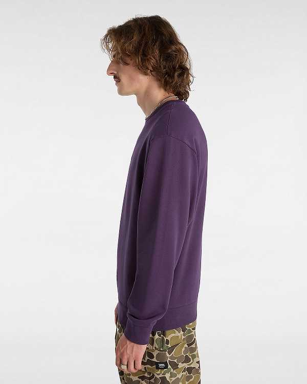 Purple Vans Essential Relaxed Crew Men Sweatshirt | VN5834296