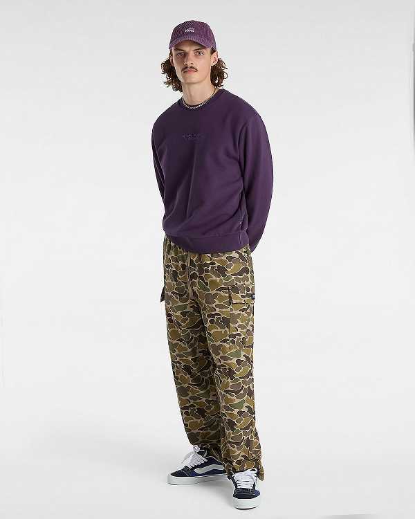 Purple Vans Essential Relaxed Crew Men Sweatshirt | VN5834296