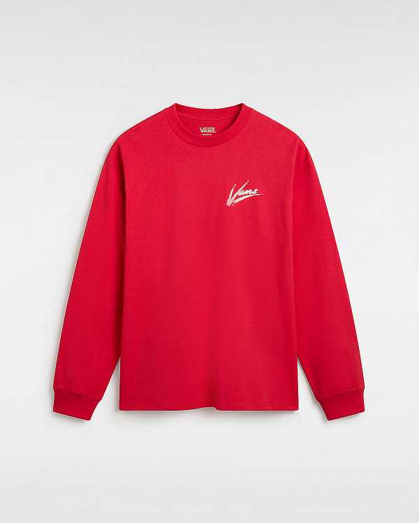 Red Vans Dettori Loose Long Sleeve Men T Shirts | VN4786253