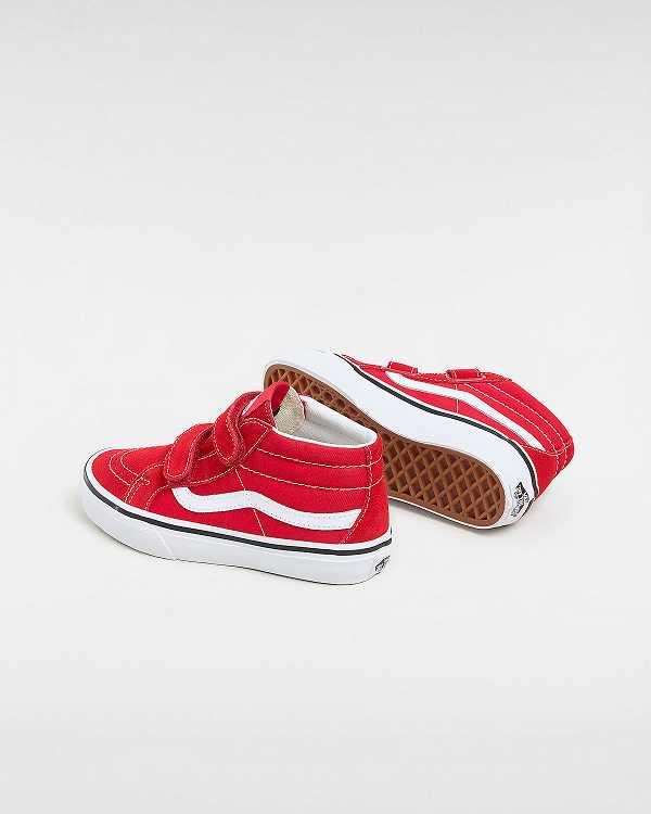 Red Vans Sk8-Mid Reissue Hook and Loop (4-8 years) Kids' Sneakers | VN3028145