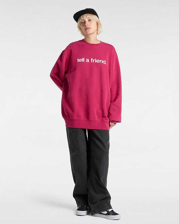 Red Vans Tell a Friend Crew Women Sweatshirt | VN7540932