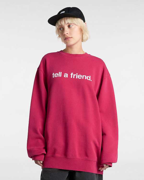 Red Vans Tell a Friend Crew Women Sweatshirt | VN7540932