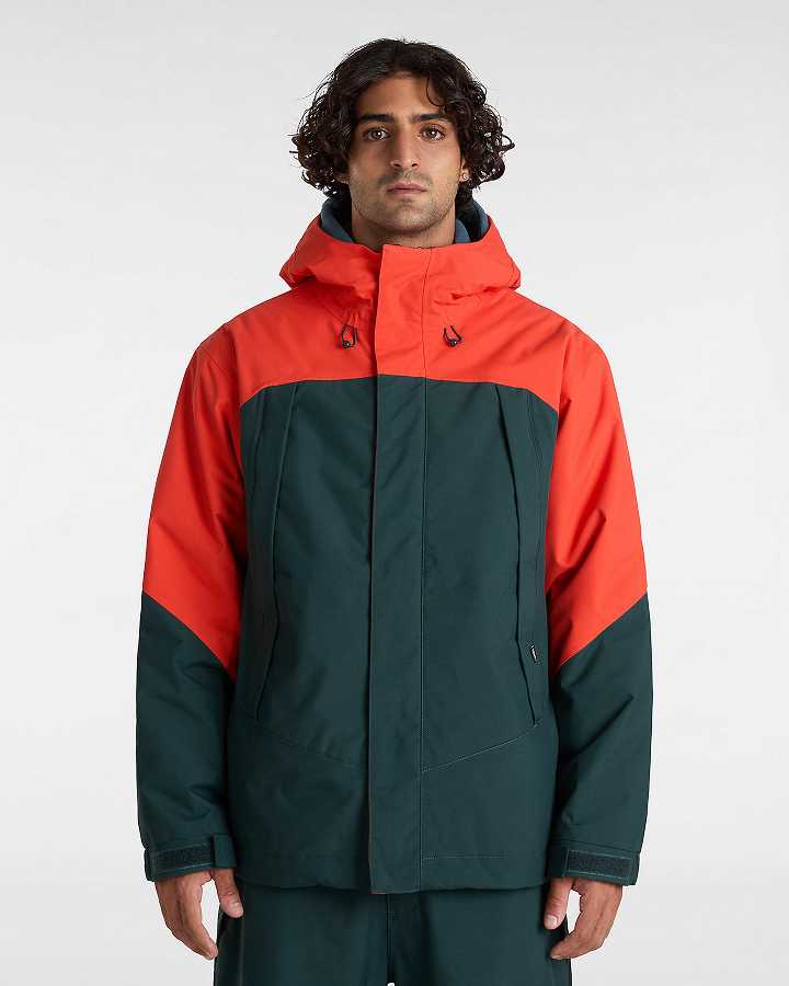 Red / Green Vans MTE Hellbound Snowboard Men Jacket | VN6419027