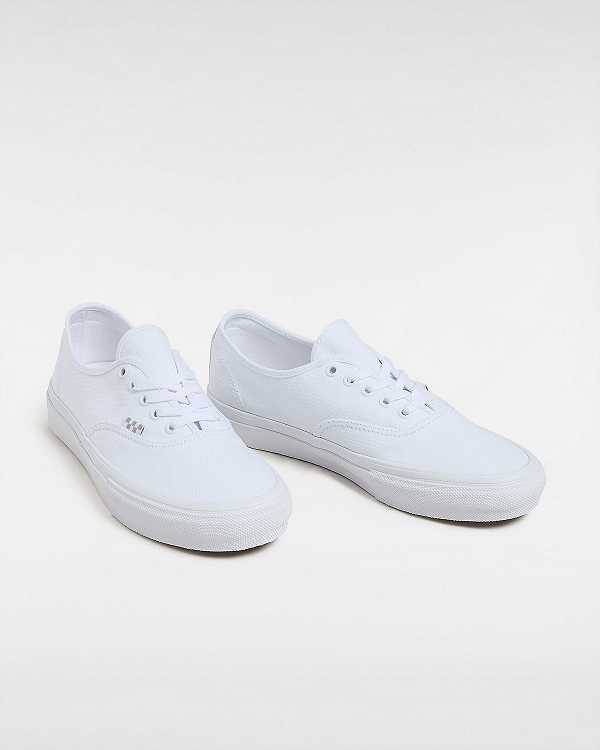 White Vans Authentic Men Skate Shoes | VN0418796