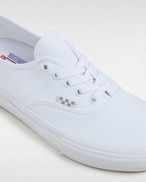 White Vans Authentic Men Skate Shoes | VN0418796