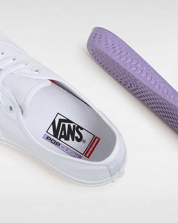 White Vans Authentic Men Skate Shoes | VN0418796