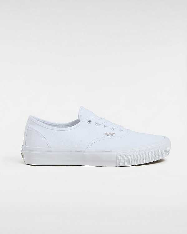 White Vans Authentic Men Skate Shoes | VN0418796