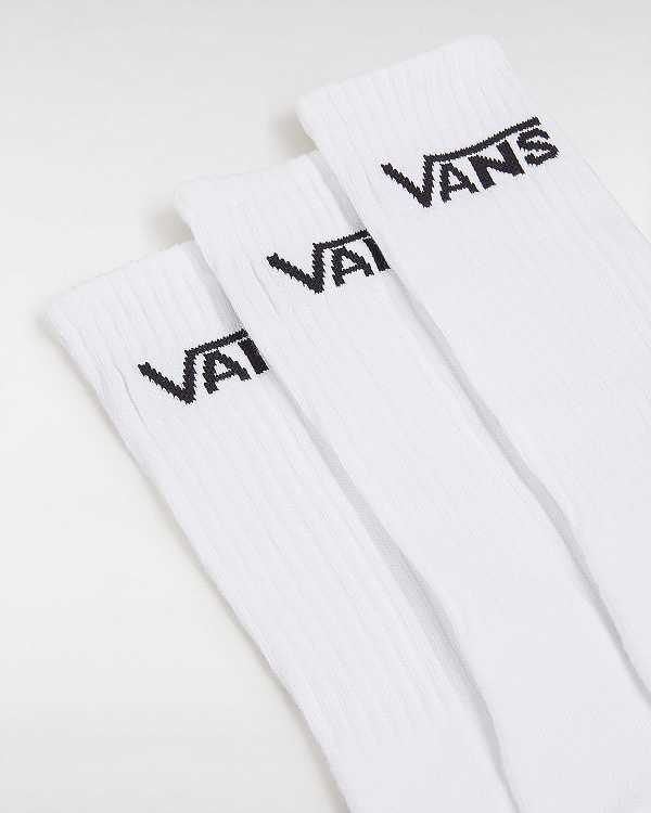 White Vans Classic Crew (3 pairs) Unisex Socks | VN5961340