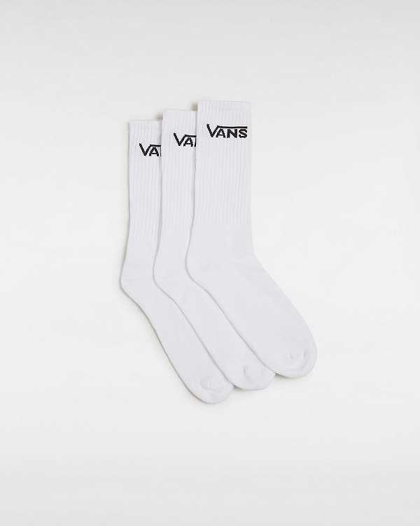 White Vans Classic Crew (3 pairs) Unisex Socks | VN5961340