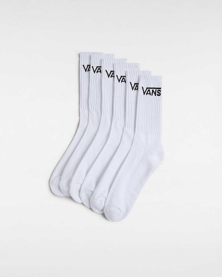 White Vans Classic Crew (6 Pairs) Unisex Socks | VN9342507