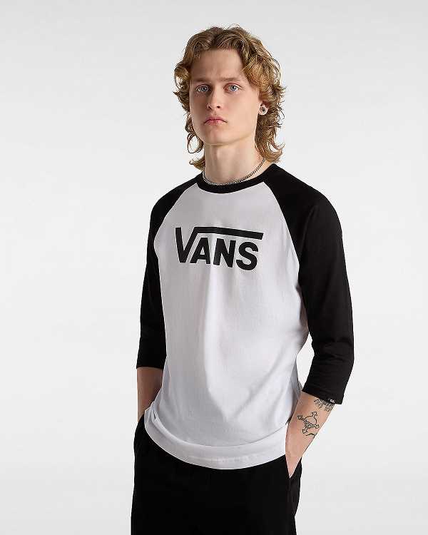 White Vans Classic Raglan Men T Shirts | VN8625794