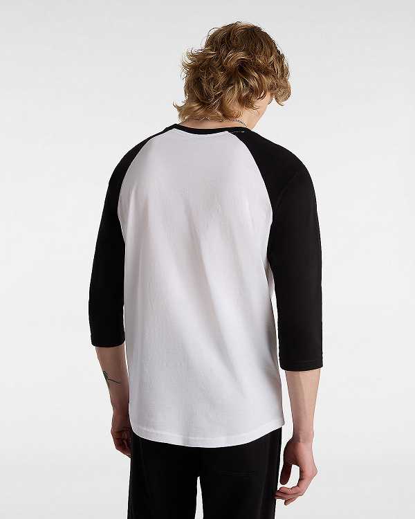 White Vans Classic Raglan Men T Shirts | VN8625794