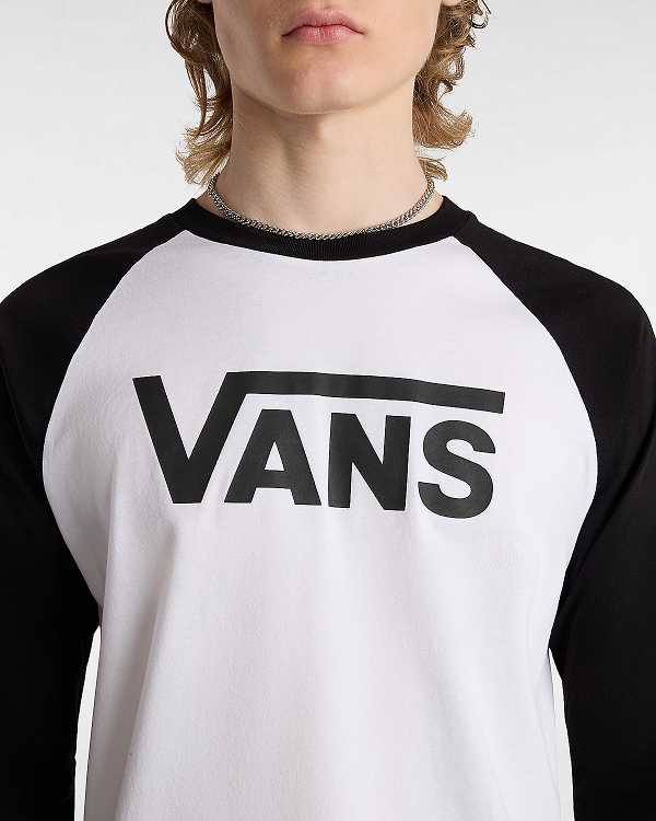 White Vans Classic Raglan Men T Shirts | VN8625794