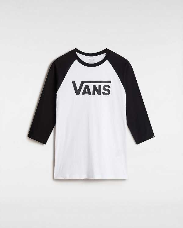 White Vans Classic Raglan Men T Shirts | VN8625794