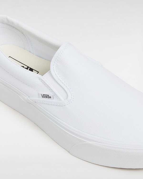 White Vans Classic Slip-On Women Platform Shoes | VN0837296