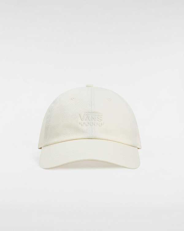 White Vans Court Side Curved Bill Jockey Unisex Hats | VN8361925