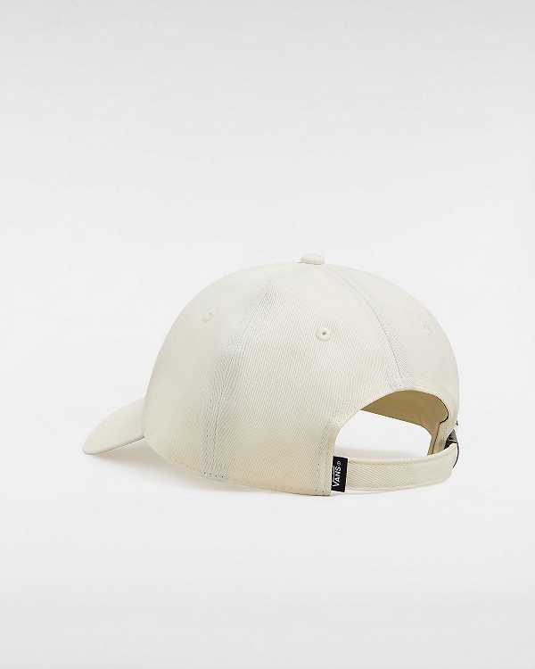 White Vans Court Side Curved Bill Jockey Unisex Hats | VN8361925