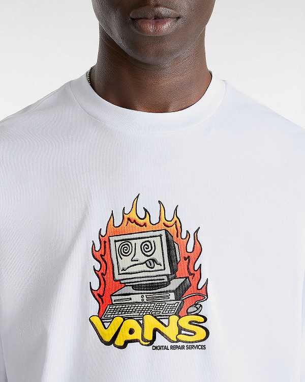 White Vans Digital Repair Men T Shirts | VN4726195