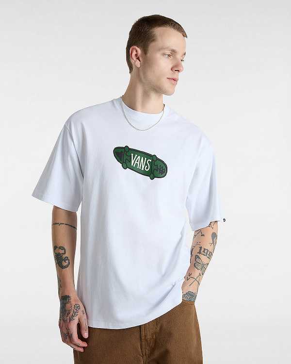 White Vans Flipside Loose Men T Shirts | VN8762941