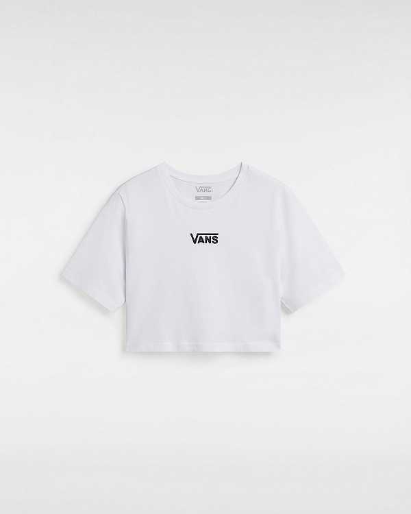 White Vans Flying V Crew Crop Women T Shirts | VN3015679