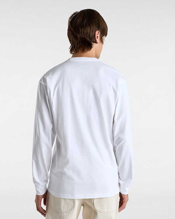 White Vans Hi Stretch Long Sleeve Men T Shirts | VN8147506