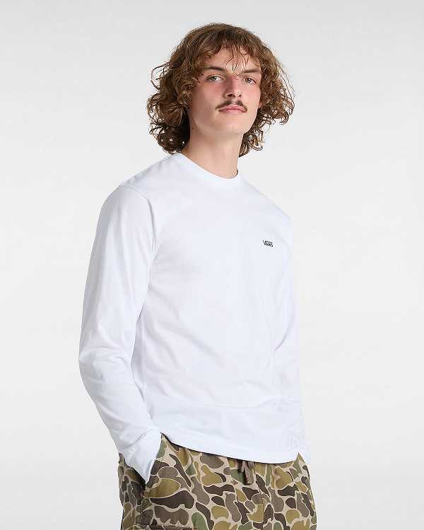 White Vans Left Chest Hit Long Sleeve Men T Shirts | VN7025163