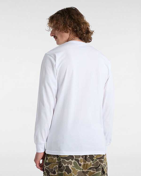 White Vans Left Chest Hit Long Sleeve Men T Shirts | VN7025163