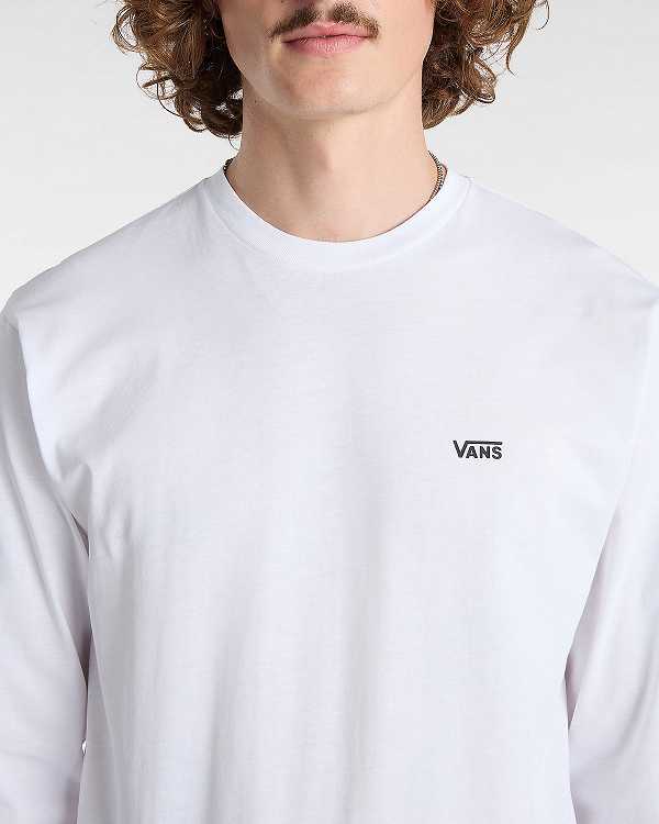 White Vans Left Chest Hit Long Sleeve Men T Shirts | VN7025163