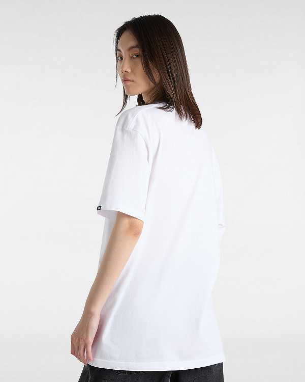 White Vans Left Chest Logo Women T Shirts | VN6195428