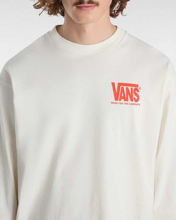 White Vans MTE Logo Warp Check Long Sleeve Men T Shirts | VN3276804