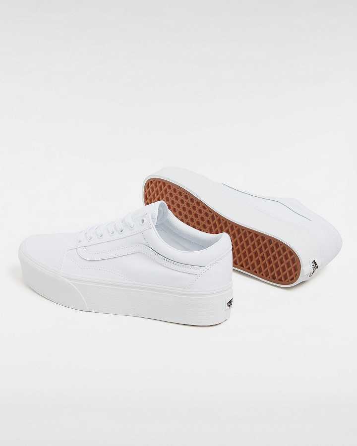 White Vans Old Skool Women Platform Shoes | VN8195237