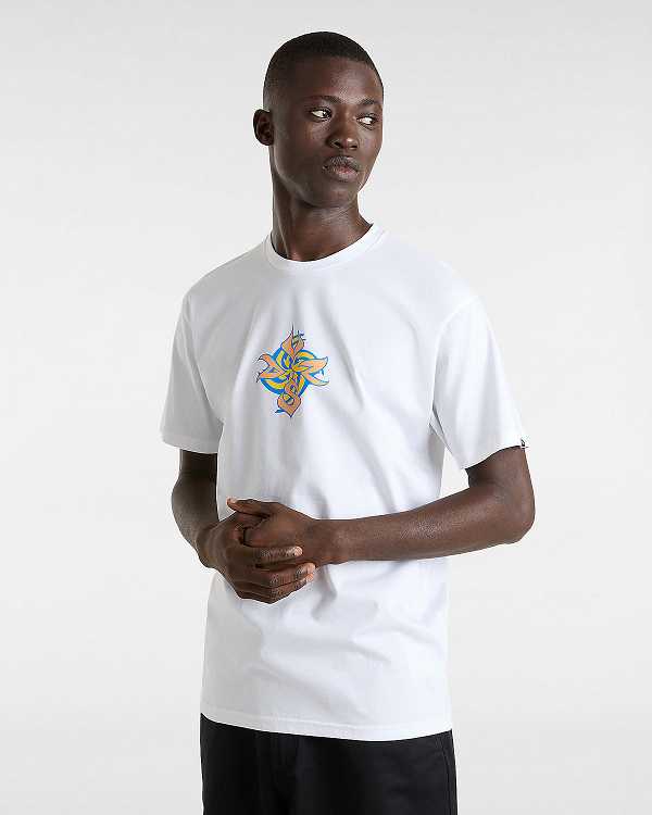 White Vans Orbits Men T Shirts | VN8753910