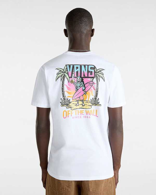 White Vans Palm Cheers Classic Men T Shirts | VN0871263