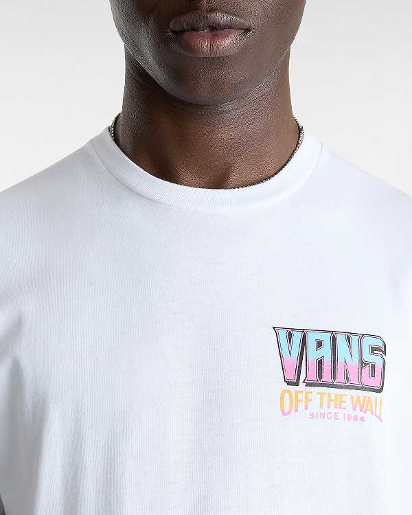 White Vans Palm Cheers Classic Men T Shirts | VN0871263