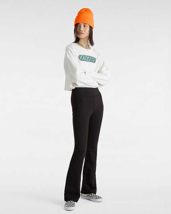 White Vans Retro V Hook and Loop Relaxed Long Sleeve Crop Women T Shirts | VN7642158