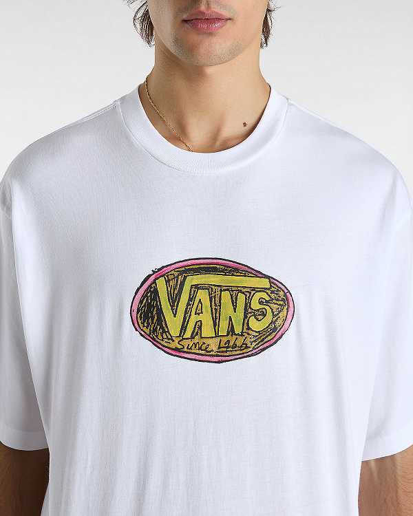 White Vans Scribblex Men T Shirts | VN3687920