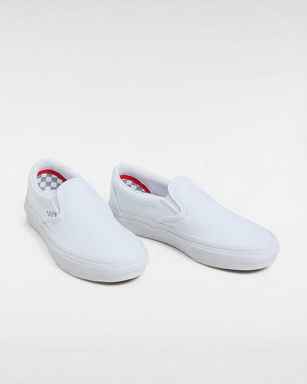 White Vans Skate Women Slip On Shoes | VN2538609