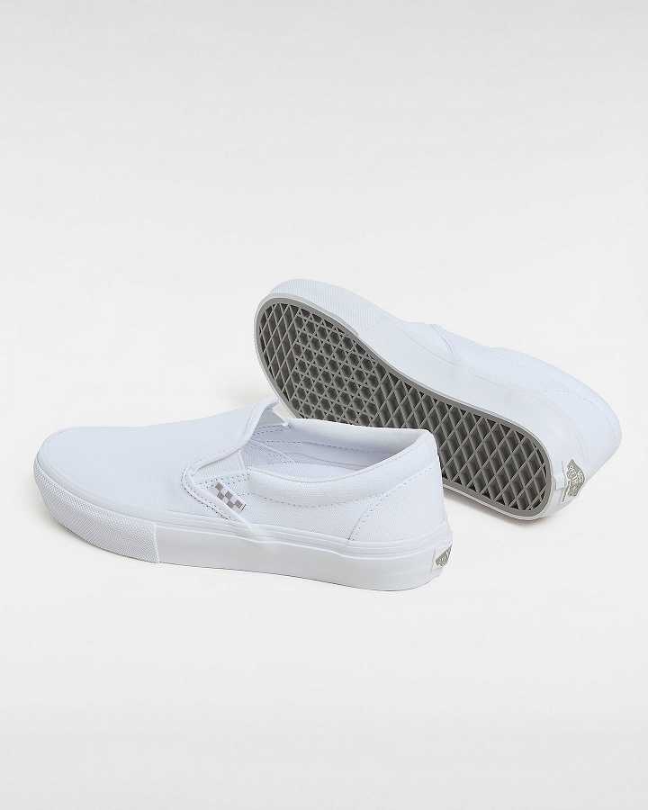 White Vans Skate Women Slip On Shoes | VN2538609