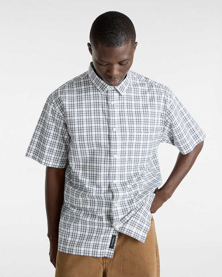 White Vans Wilshire Mini Plaid Men Shirts | VN1087634